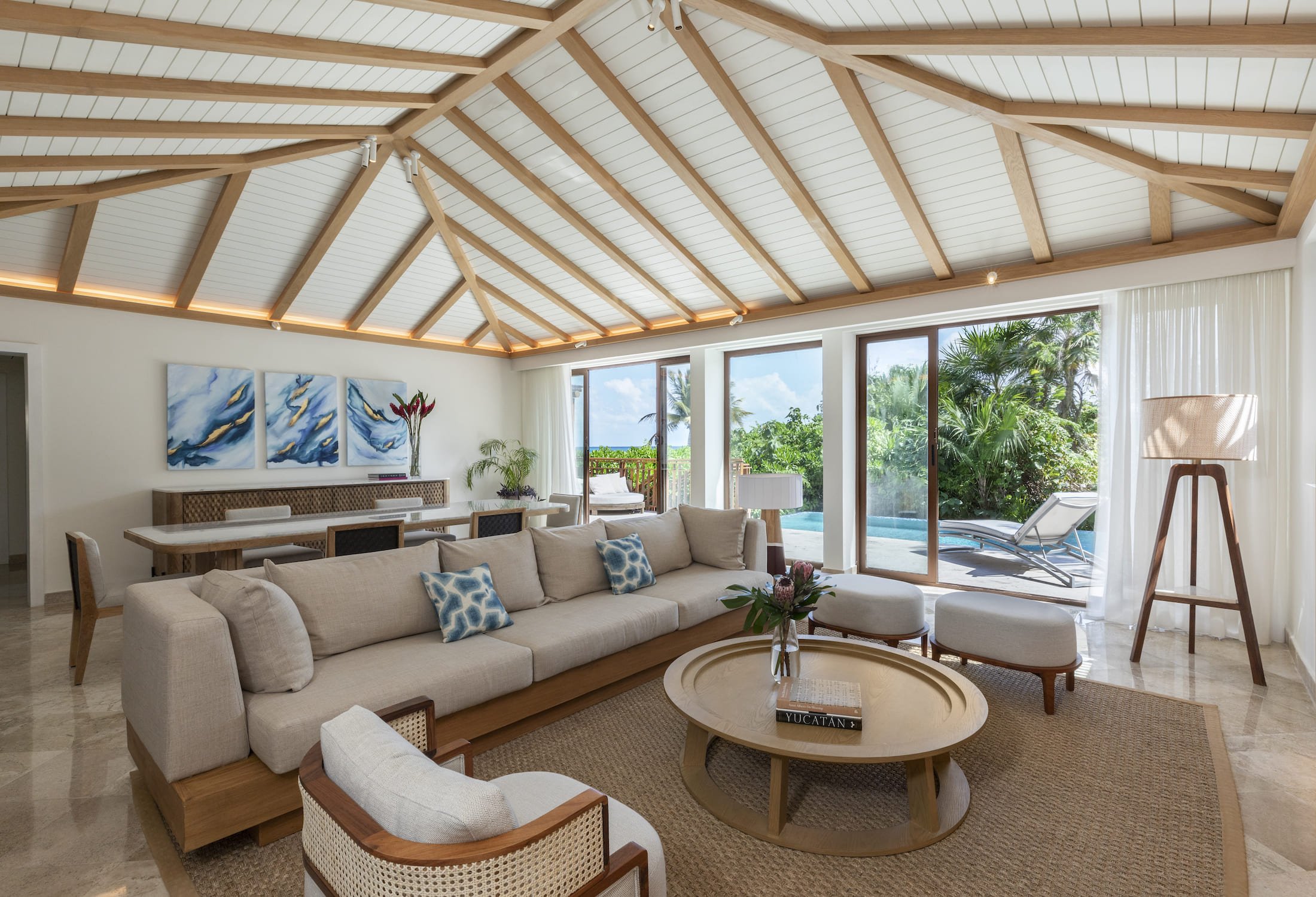 Fairmont Mayakoba's El Camaleon Presidential Suite spacious living and dining areas