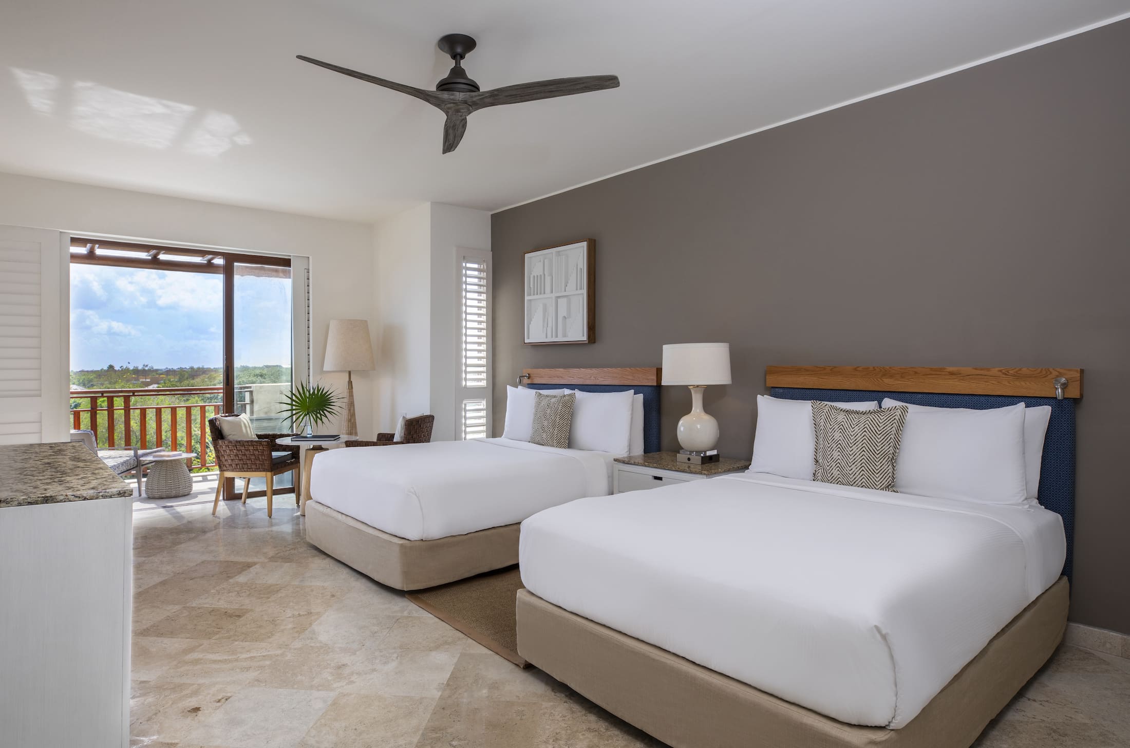 Fairmont Mayakoba's Fairmont View Room two beds and terrace