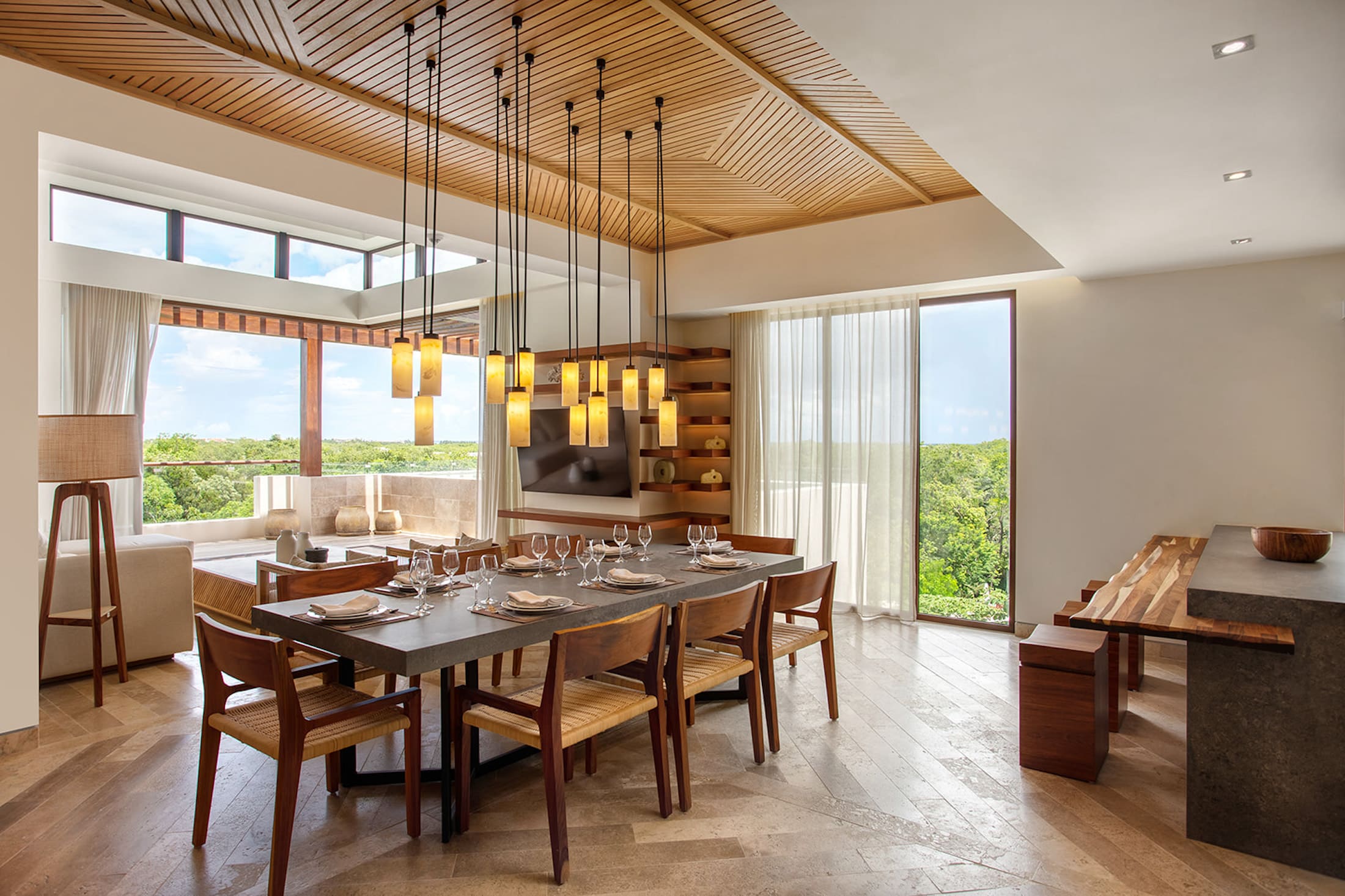 A dining area in one of Fairmont Mayakoba's guest suites.