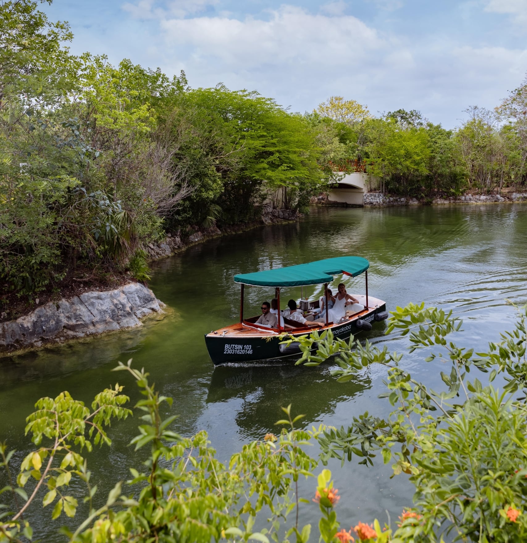 boat tour at mayakoba