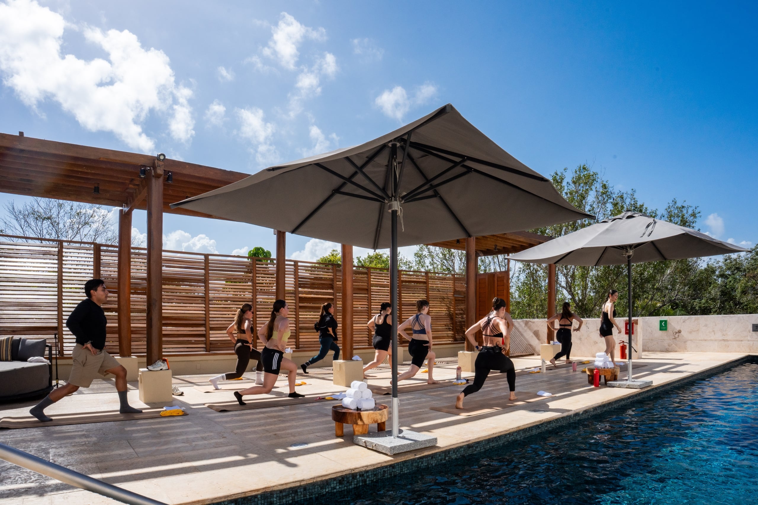 fitness class in mayakoba riviera maya